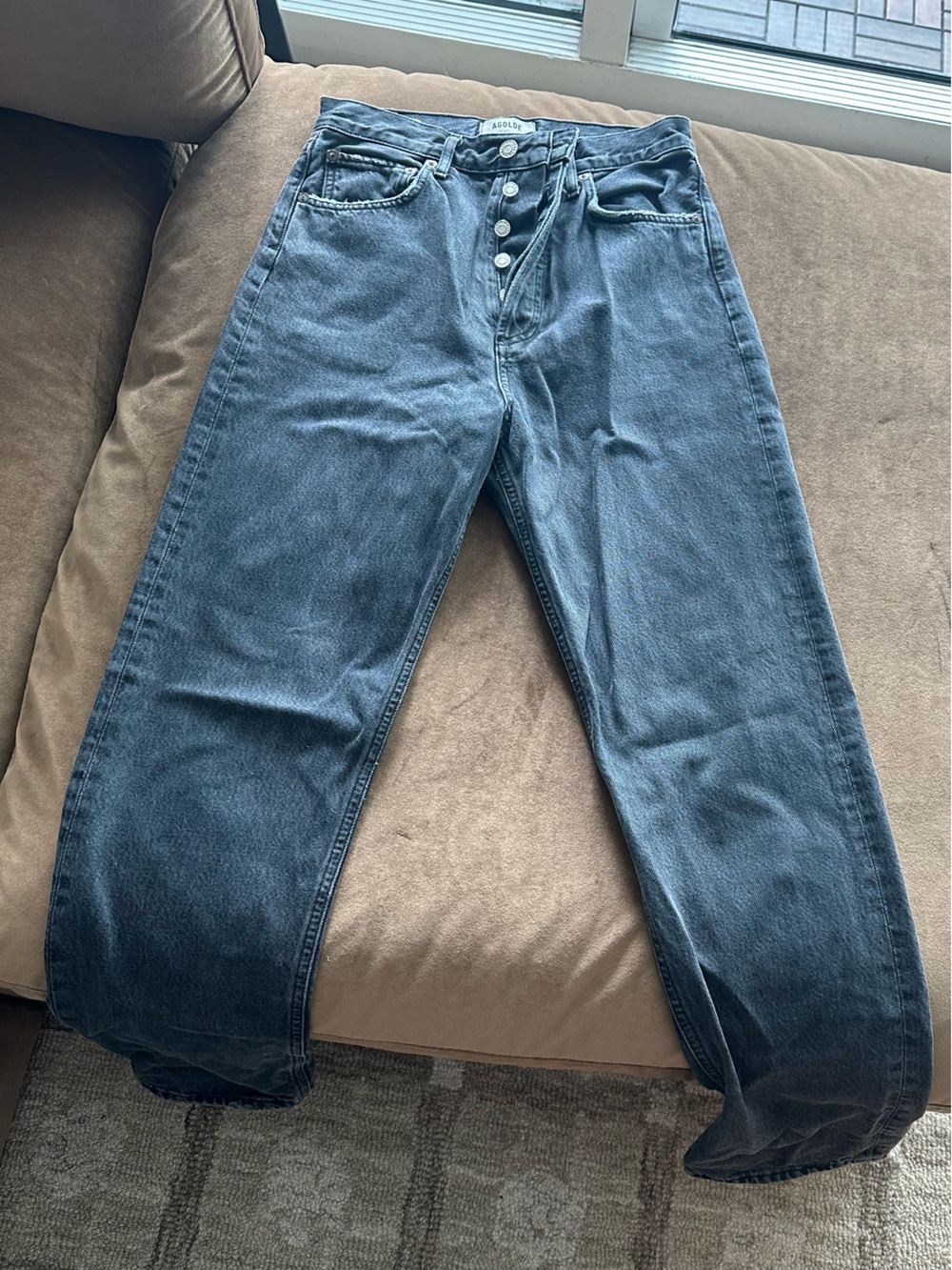 Agolde Grey Button-Fly Jeans